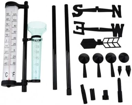 Rain Gauge Outdoor, Weather Station Kit Rain Gauge Thermometer Anemometer 3 in One