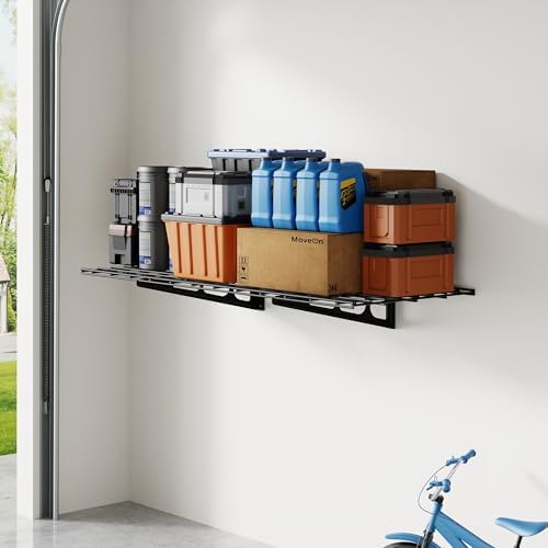 FLEXIMOUNTS 1-Pack 2x4ft Garage Shelving Wall-Mounted Storage Rack, Black