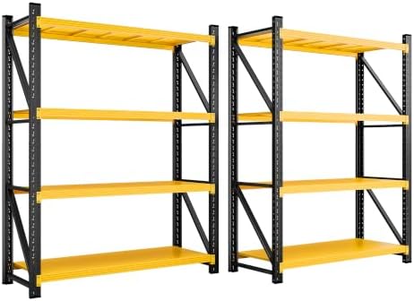 SISESOL Set of 2 48" Wide Heavy Duty Garage Shelving Units,3000LBS 24 Deep Storage Shelves,Yellow Metal Garage Shelves,Large Storage Rack,70 High Steel Shelf,Industrial Shelving for Shop,Warehouse