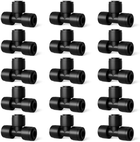 1/4 Inch Drip Irrigation Tee Connectors, Barbed T Fittings for 1/4" Tubing, Quick-Install Leak-Free Splitters for Drip & Sprinkler Irrigation Systems, 18 Pack
