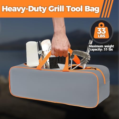 Grill Utensil Storage Bag for Outdoor Grilling, 24 x 8 x 8 in, Gray