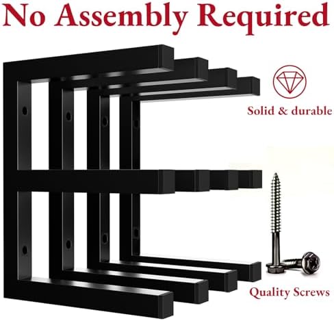 MOOMSINE Lumber Storage Rack Wall Mounted, 6-Level Holds Up 1200 Lbs Heavy Duty Wood Organizer, Metal Shelf for Shed, Workshop, Garage - 4pack - Black