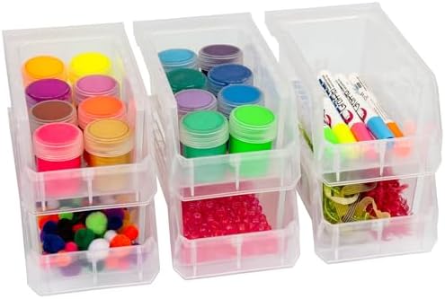 ReadySpace Small Stackable Plastic Storage Bins, 12-Pack, Clear