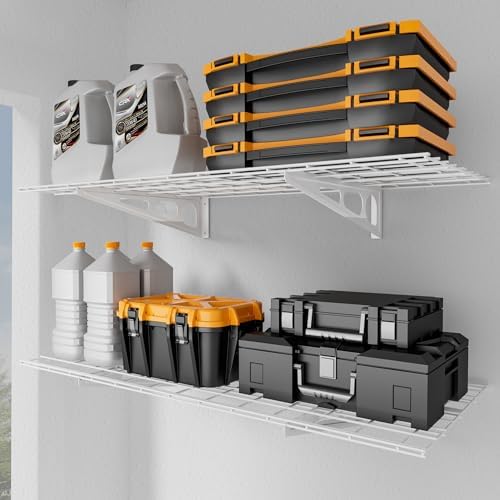 Garage Shelving, 2-Pack 2x4 ft Garage Wall Shelving, 600 lbs, White