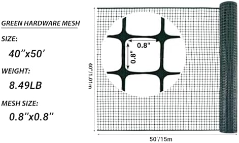 PotatoLife Green Plastic Garden Fence, Hardware Mesh, 40'' x 50'