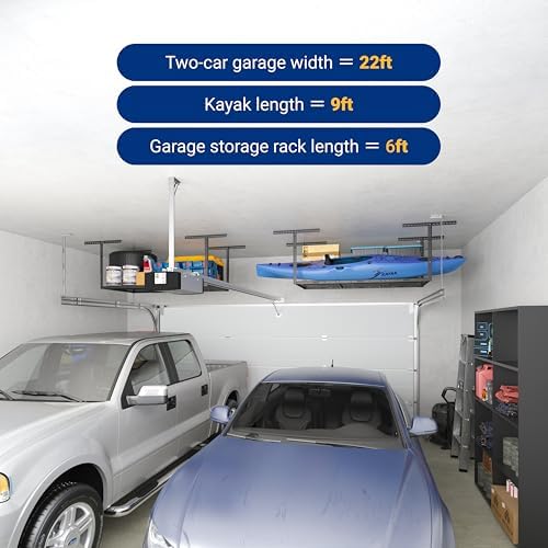 FLEXIMOUNTS 3x6 Overhead Garage Ceiling Storage Rack, 2 Pack, Hammertone