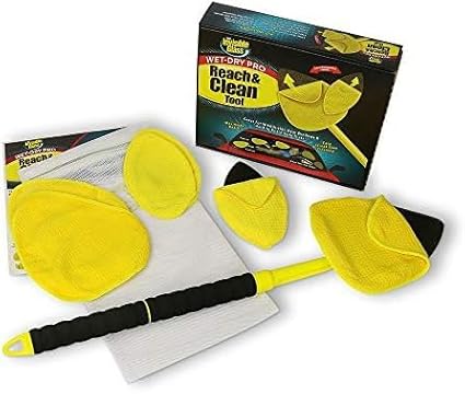Invisible Glass Reach and Clean Tool - Extendable Handle, Washable Microfiber for Auto Interior/Exterior Glass (Pack of 6)