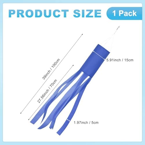 M METERXITY 1-Pack Windsock Flag, Colorful Wind Socks for Garden/Yard/Patio/Home Decor, Spring Summer Fall Winter Outdoor Hanging Decoration [39.4 in / 100cm, Blue]