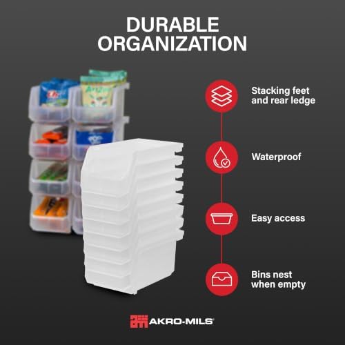 ReadySpace Medium Stackable Plastic Storage Bins, 8-Pack, Clear