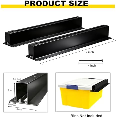 Overhead Garage Storage Rack for 12 17 27 Gallon Totes, 4 Pack for 3 Bins