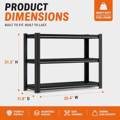 PRESTELION Garage Shelving 1200 LBS Adjustable Metal Storage Shelves