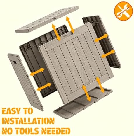 32 Gal Outdoor Storage Box Waterproof Lockable,Deck Box,Medium Gray
