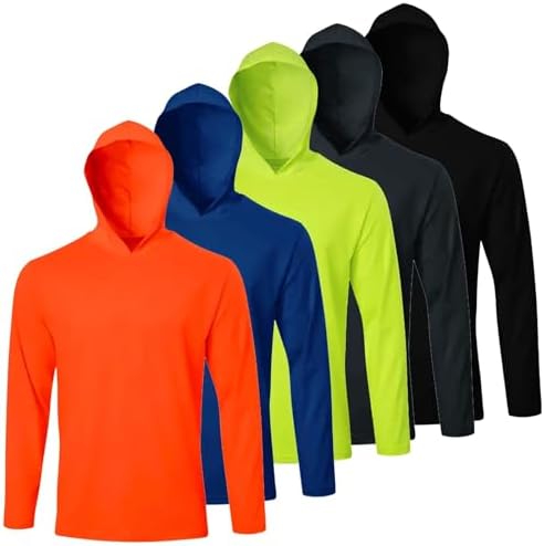 LeeHanTon Men's Sun Shirts Sun Protection Hoodie Shirt UPF 50+ Long Sleeve Work Athletic Shirt with Hooded for Fishing Hiking