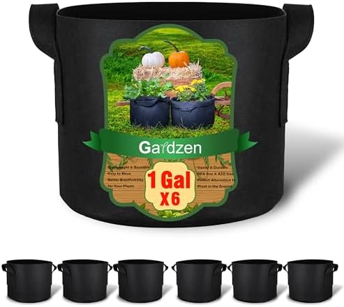 Gardzen 6-Pack 1 Gallon Grow Bags Fabric Pots with Heavy Duty Handles