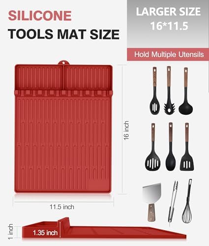 Silicone Grill Mat for Blackstone Griddle Accessories, 8-Slot Tool Mat