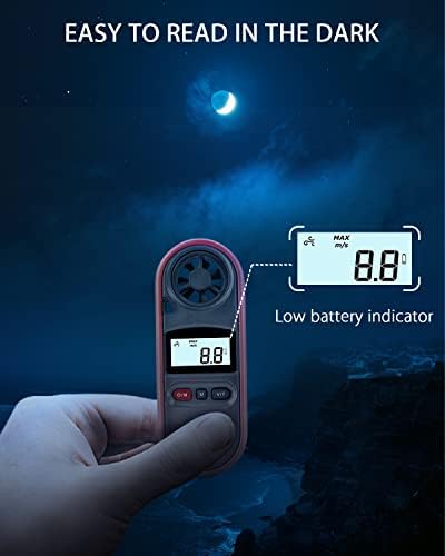 Wintact Handheld Anemometer, Digital Wind Speed Meter Gauge, Air Flow Velocity Tester with Measuring Wind Temperature 14℉ to 113℉ for HVAC Duct Outdoor Kite Boat Sailing Surfing (WT816A)