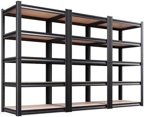 71.2''H Storage Shelves, Garage Shelving,Adjustable Heavy Duty Shelving Unit,5T Tall Garage Shelves，Wood Metal Standing Shelf Units,Utility Rack for Kitchen 3Pack