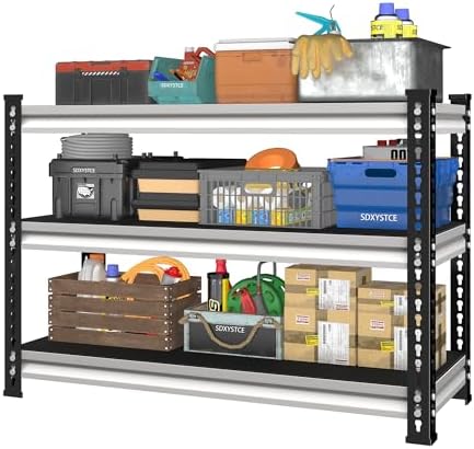 3-Tier Garage Shelving Heavy Duty,40''W x 18''D x 36''H Metal Shelving Unit,1320 lbs Weight Capacity Adjustable Storage Shelves for Retiple Tanks, Aquariums, Pantry,White