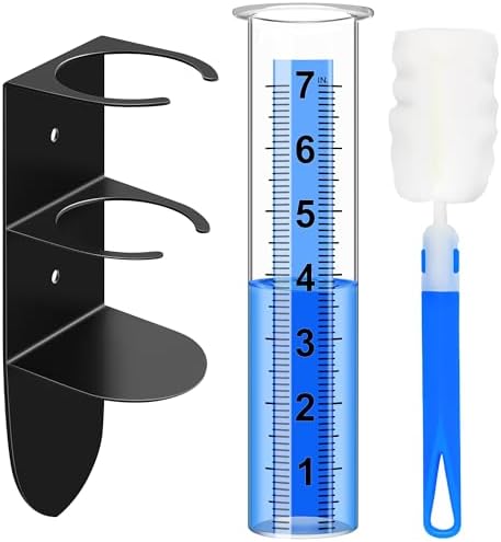 Rain Gauge Outdoor, Rain Gauge with 2 in 1 Stainless Steel Rack Holder