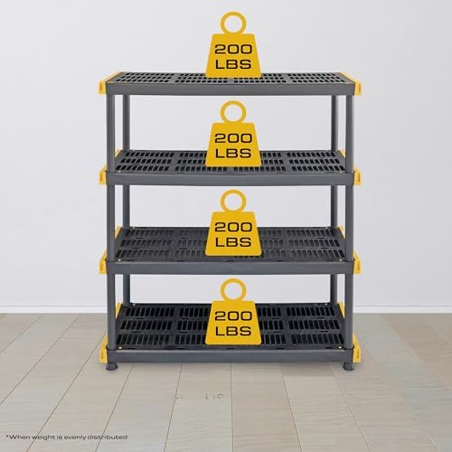 CX Heavy Duty 4-Tier Garage Storage Shelves + 8-pack 27-Gallon Bins & Lids