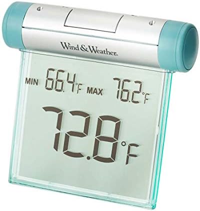 Easy-Read Outdoor Digital Window Thermometer with Min/Max Display, Weather-Resistant, Rotating Suction-Cup Mount, 4.25" W x 4" H, -4° to 140°F