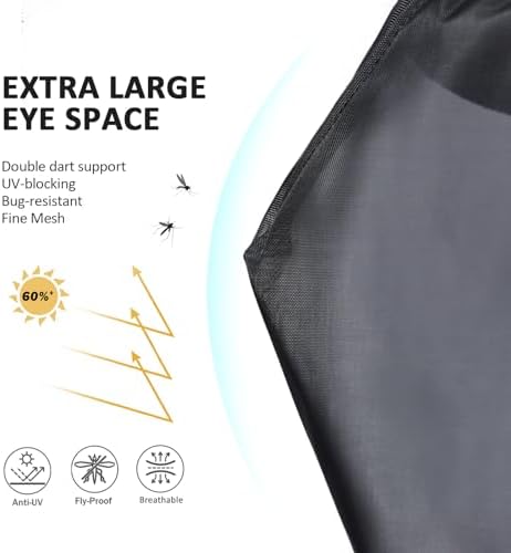 Harrison Howard Pro Luminous Horse Fly Mask Large Eye Space Full Face UV Protection for Horse Coral Orange/Navy M