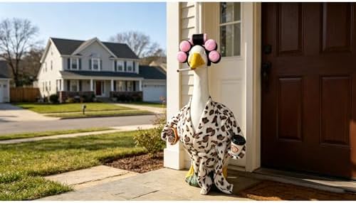 23ch Lawn Goose Leopard Bathrobe Outfit Entryway Funny Decor