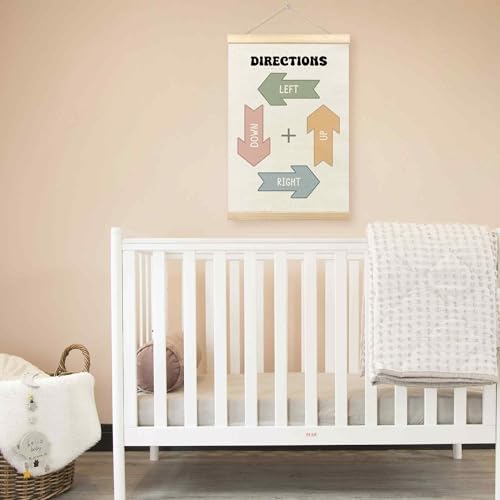 TLESKE Boho Classroom Directions Chart Poster Hanger Frame, Homeschool Hanging Wall Art Decor for Toddlers Kids Room Nursery Playroom, Preschool Prek Learning Educational Poster Print Banner, 16x24