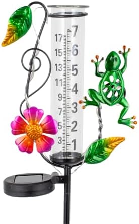 Solar Rain Gauge Outdoor - 7-Inch Glass Tube