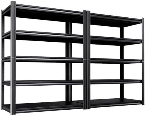 Set of 2 Heavy Duty Garage Shelving, 71.2" Hx46 Wx20 D, Adjustable Storage Shelves Unit for Garage Storage, Metal Shelving & Shelves Organizer for Home, Warehouse, Workshop & Commercial Use