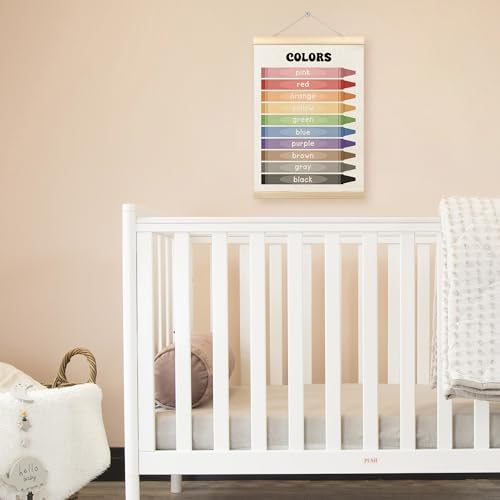 TLESKE Colorful Classroom Colors Learning Educational Poster Hanger Frame, Homeschool Hanging Wall Art Decor for Toddlers Kids Room Nursery Playroom, Preschool Prek Poster Print Banner, 12x16