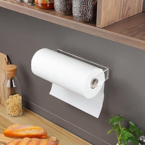 ZUNTO Acrylic Paper Towel Holder Under Cabinet, Self Adhesive