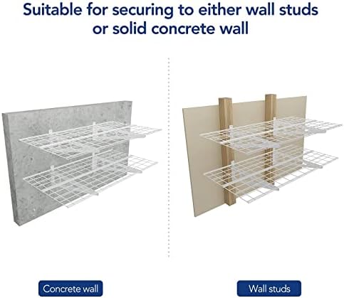 FLEXIMOUNTS 2 Pack 2x4ft Garage Shelving Wall Mounted Storage Rack, White