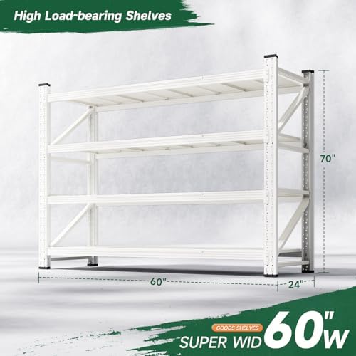 Letaya 4000LBS Storage Shelves Heavy Duty,60" W Garage Shelving Units, 4 Tier Adjustable Utility Rack Shelf,Large Metal Industrial Shelves,for Shop,Warehouse,Basement (60" W x 24" D x 70" H)