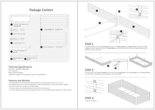 6x4x2FT Black Metal Raised Garden Bed Kit, Galvanized Outdoor Planter Box for Vegetables, Flowers, Herbs, Succulents and More