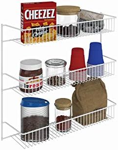 ClosetMaid 3-Tier Hanging Wall Mounted Metal Rack for Spices, Shelf Storage, Pantry Organization, Laundry, Kitchen, Bathroom, White, 8022 (Pack of 2)