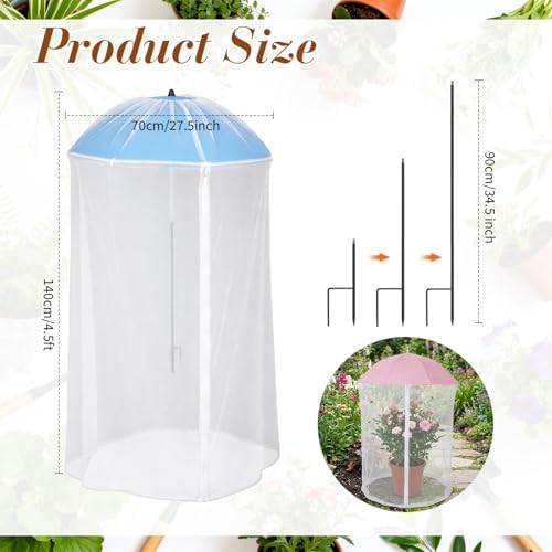 Novabright 2 Pack 25.9 in Large Plant Umbrella with 3.9 x 2.2 ft Net Adjustable Umbrella Shade Cover Mesh Plant Enclosure for Bird Pest Protection Guard Outdoor Indoor Garden Beds