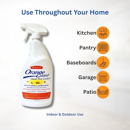 Orange Guard Home Pest Control Spray with D-Limonene | All-Natural Food Grade Orange Peel Oil for Bugs, Ants, Roaches, Fleas, Palmettos and Silverfish - 32oz