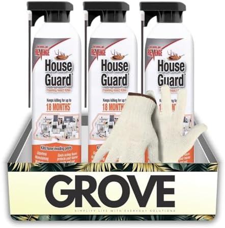 3X Bonide House Guard Ant Spray and Roach Spray Foam 15 oz Bundle with Work Gloves – Odorless Bug Sprays Indoor/Outdoor Foam for Crawling Insect Management – Gift Set (4 Items)