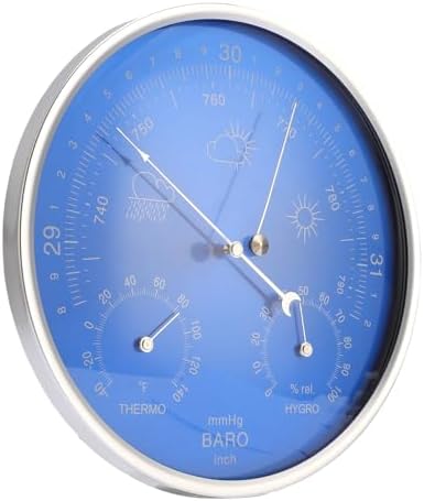 Generic Thermometer Barometer Hygrometer Accurate 3 in 1 All Season Indoor Outdoor Weather Instrument Blue 180mm for Terraces Gardens