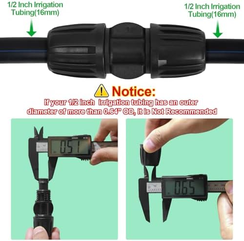 10 Pack 1/2 Inch Drip Irrigation Coupling Fittings (1/2" ID x 0.65" OD) - 1/2'' Drip Line Anti-Drop Barbed Lock Nut Coupler Connectors for 1/2 Inch Drip Irrigation Tubing Irrigation System