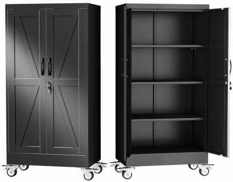 GAIOUS 47.2" Tall Metal Storage Cabinet with Lock and Wheels,Office Cabinet