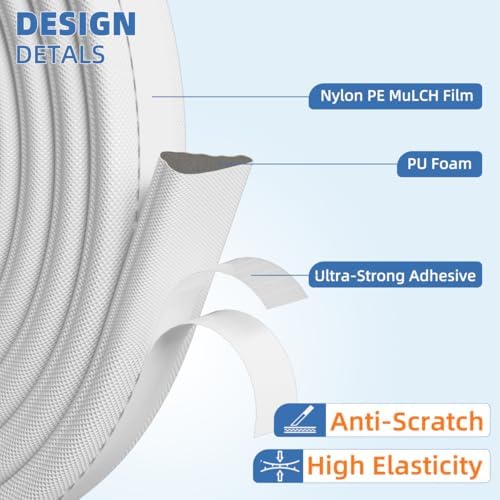 Kneelisa Wedge-Shape Window Weather Stripping Door Frame Seal 118” White