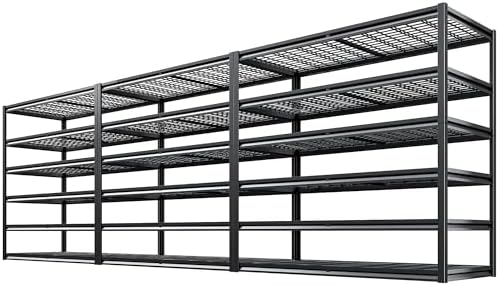 REIBII 3500LBS Garage Shelving, Adjustable Storage Shelves Heavy Duty, 6 Tier Heavy Duty Shelving, Metal Shelving Unit for Warehouse, Basement, Industrial, 55" W x 26" D x 84" H, Black, 3 Pack