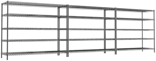 REIBII 55.5" W Storage Shelves 3200LBS Wire Shelving Unit 5 Tier Metal Shelving Heavy Duty Garage Shelving Metal Shelves for Storage Rack Adjustable Pantry Shelf, 55.5" W X 18''D X 71" H, 3PCS