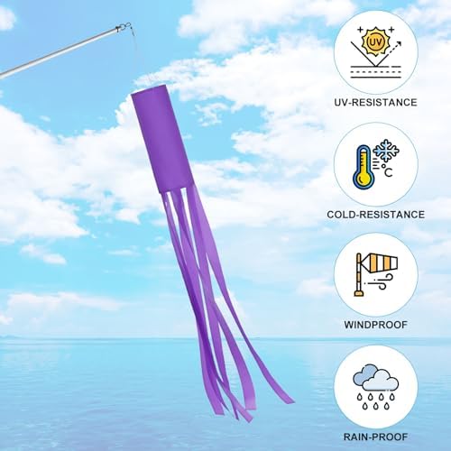 M METERXITY 1-Pack Windsock Flag, Colorful Wind Socks for Garden/Yard/Patio/Home Decor, Spring Summer Fall Winter Outdoor Hanging Decoration [59 in / 150cm, Purple]