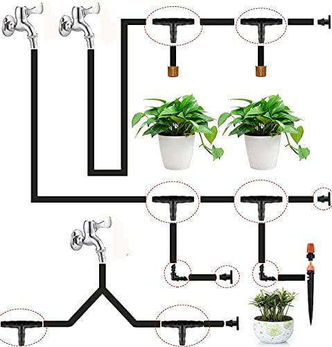 280 Pcs Barbed Connectors Irrigation Fittings Kit,Drip Irrigation Barbed Connectors 1/4''Tubing Fittings Kit for Flower Pot Garden Lawn(Straight Barbs,Single Barbs,Tees,Elbows,End Plug,4-Way Coupling)