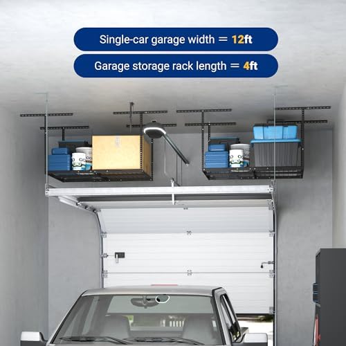 FLEXIMOUNTS 3x4 Overhead Garage Ceiling Storage Rack Organization, Black