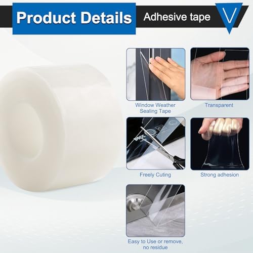 Window Insulation Tape for Winter Heavy Duty Weather Stripping Sealing Film Tape Draft Stopper 2 in x 105 Ft Keep Warm & Save Energy Easy Apply & Remove for Doors and Windows