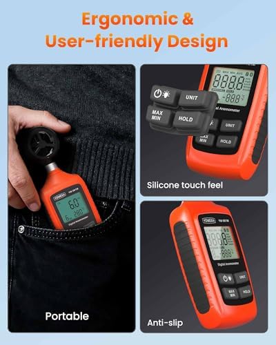 Anemometer with Backlit for HVAC, Drone, Sailing, Outdoor Activities